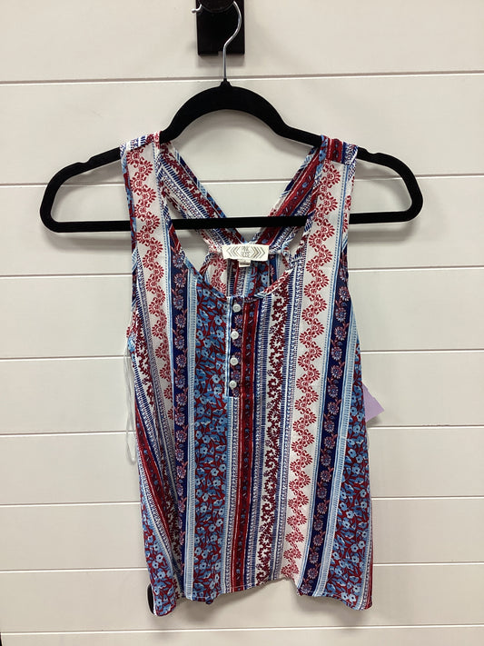 Top Sleeveless By Pink Rose In Blue & Red & White, Size:S