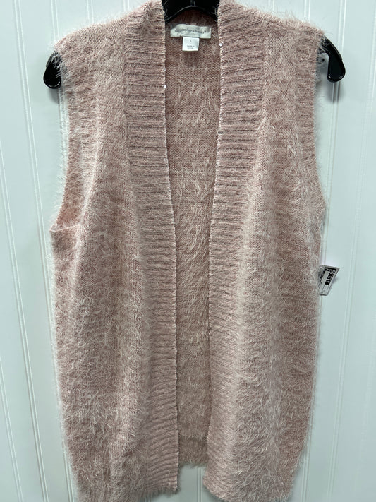 Vest Sweater By Christopher And Banks In Pink, Size:L
