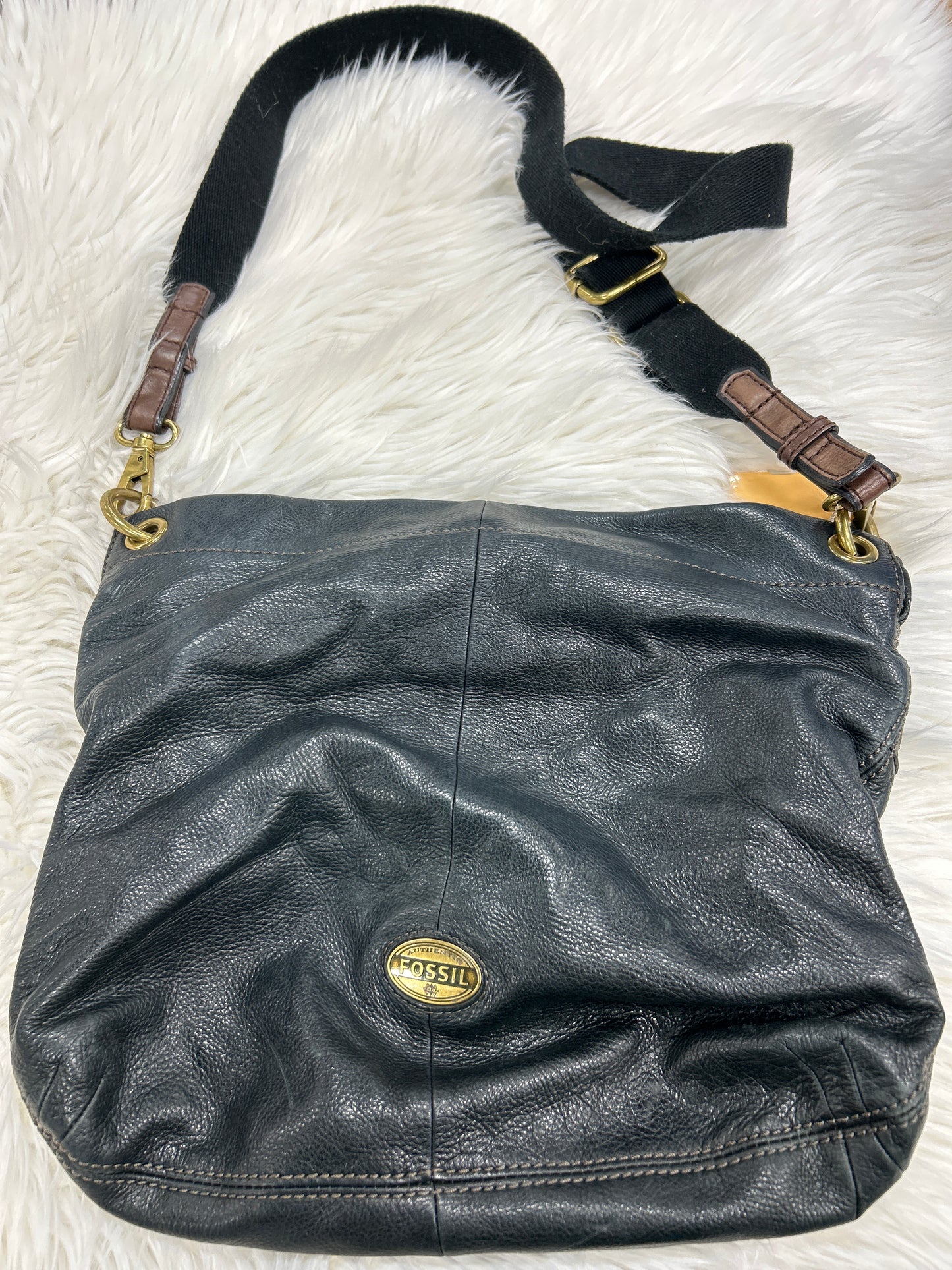 Handbag Leather By Fossil In Black, Size:Large
