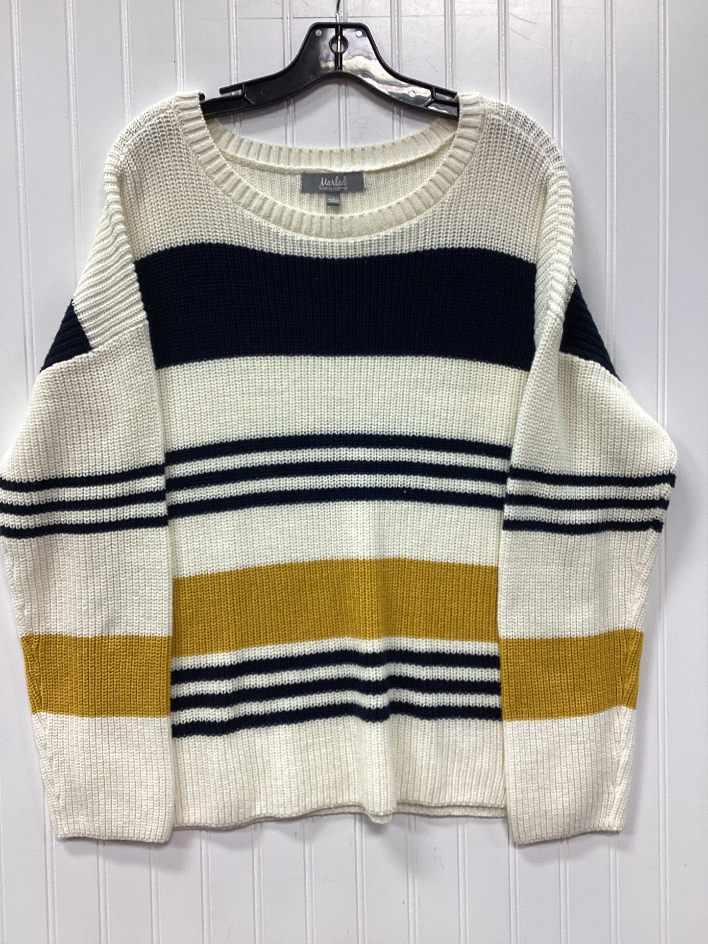 Sweater By Marled In White & Yellow, Size:L