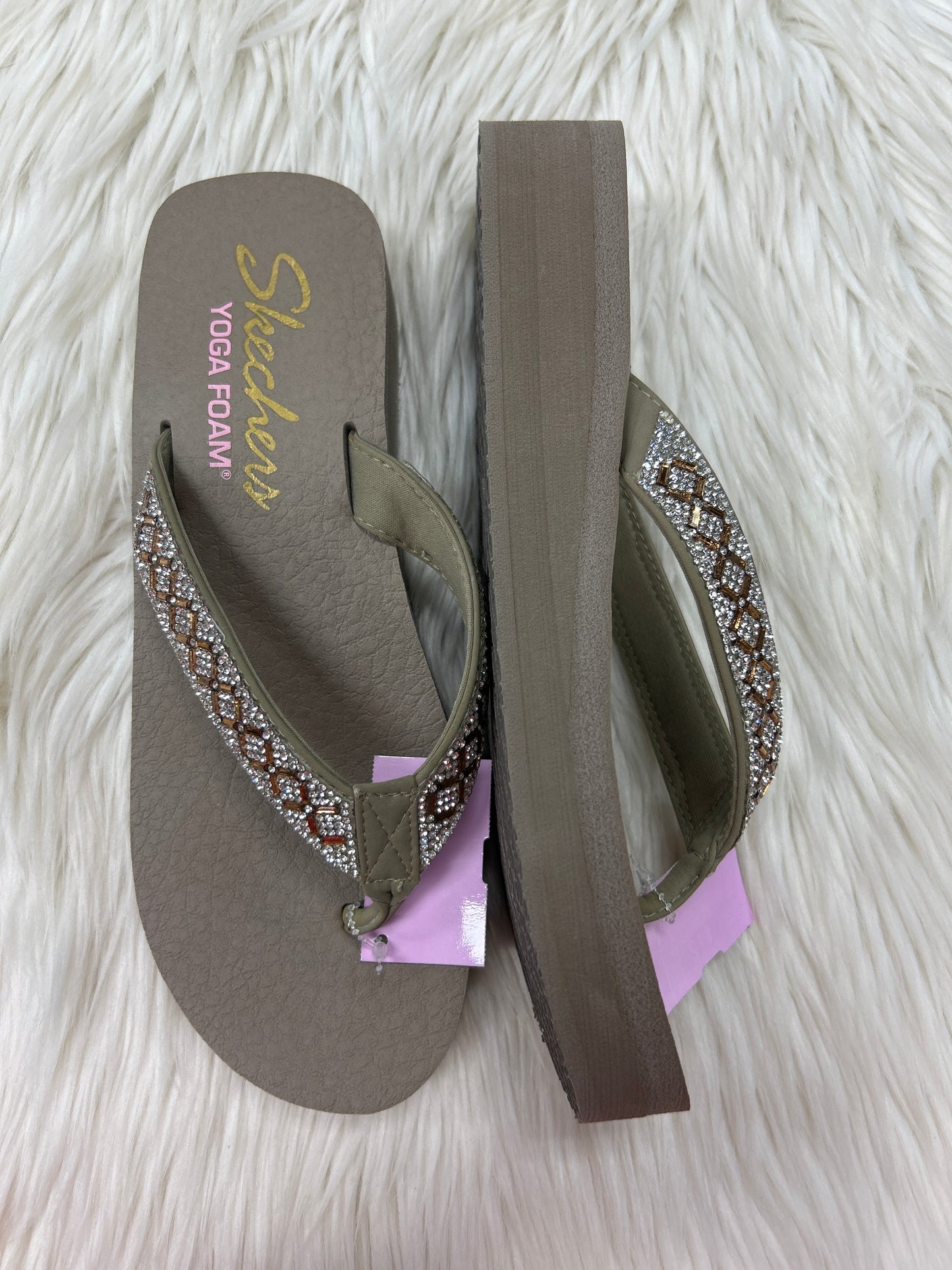 Sandals Flip Flops By Skechers In Taupe, Size:10