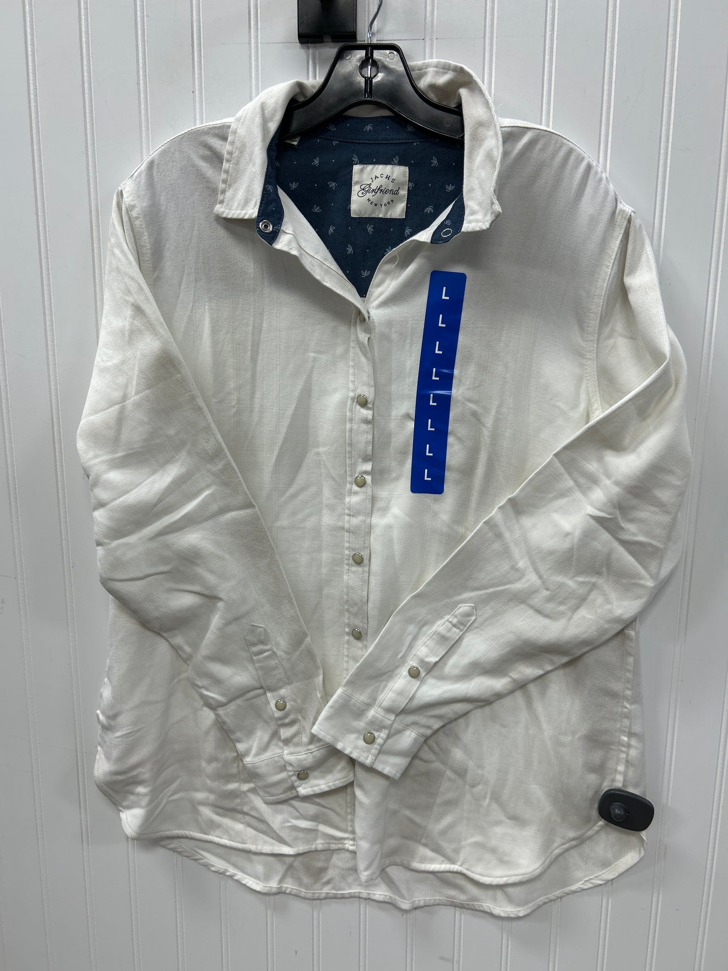Blouse Ls By Jachs Girlfirend In White, Size:L