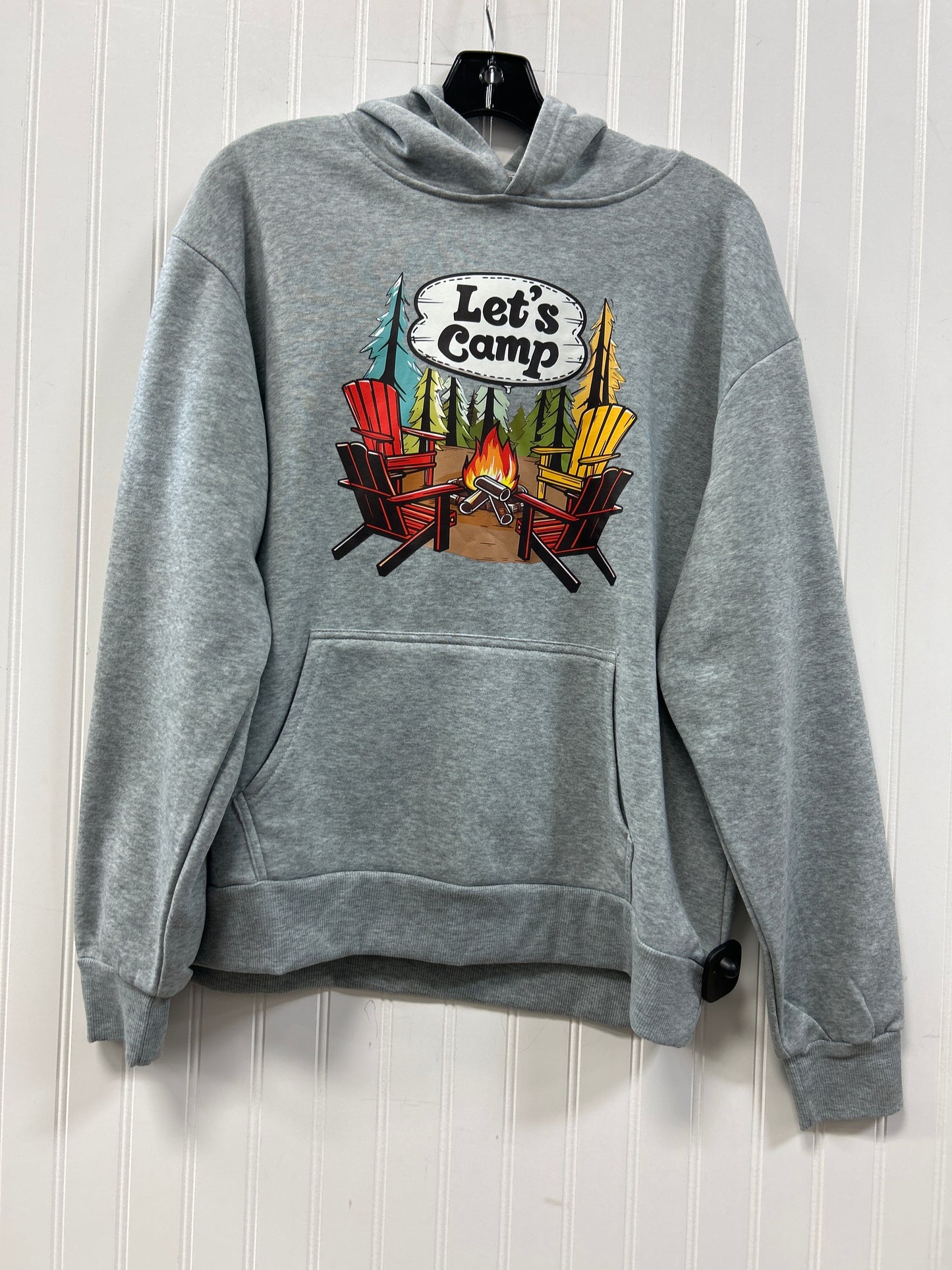 Sweatshirt Hoodie By Clothes Mentor In Grey, Size:L