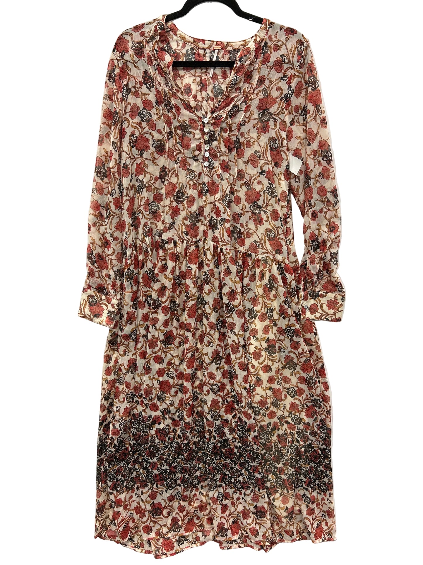 Dress Casual Maxi By Free People In Cream & Red, Size:S