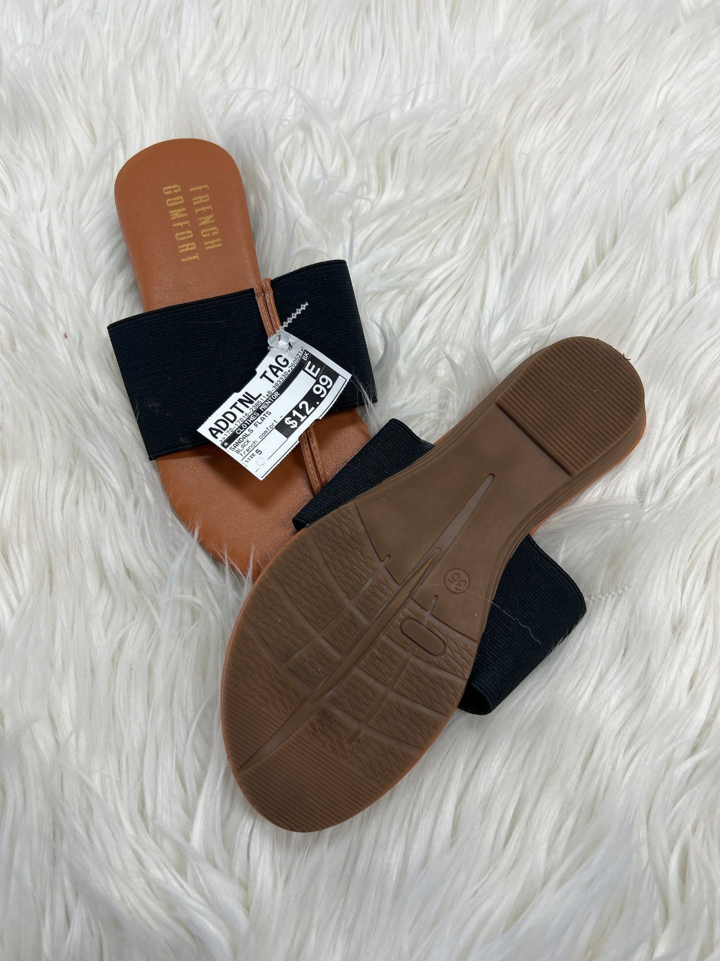 Sandals Flats By Clothes Mentor In Black, Size:5