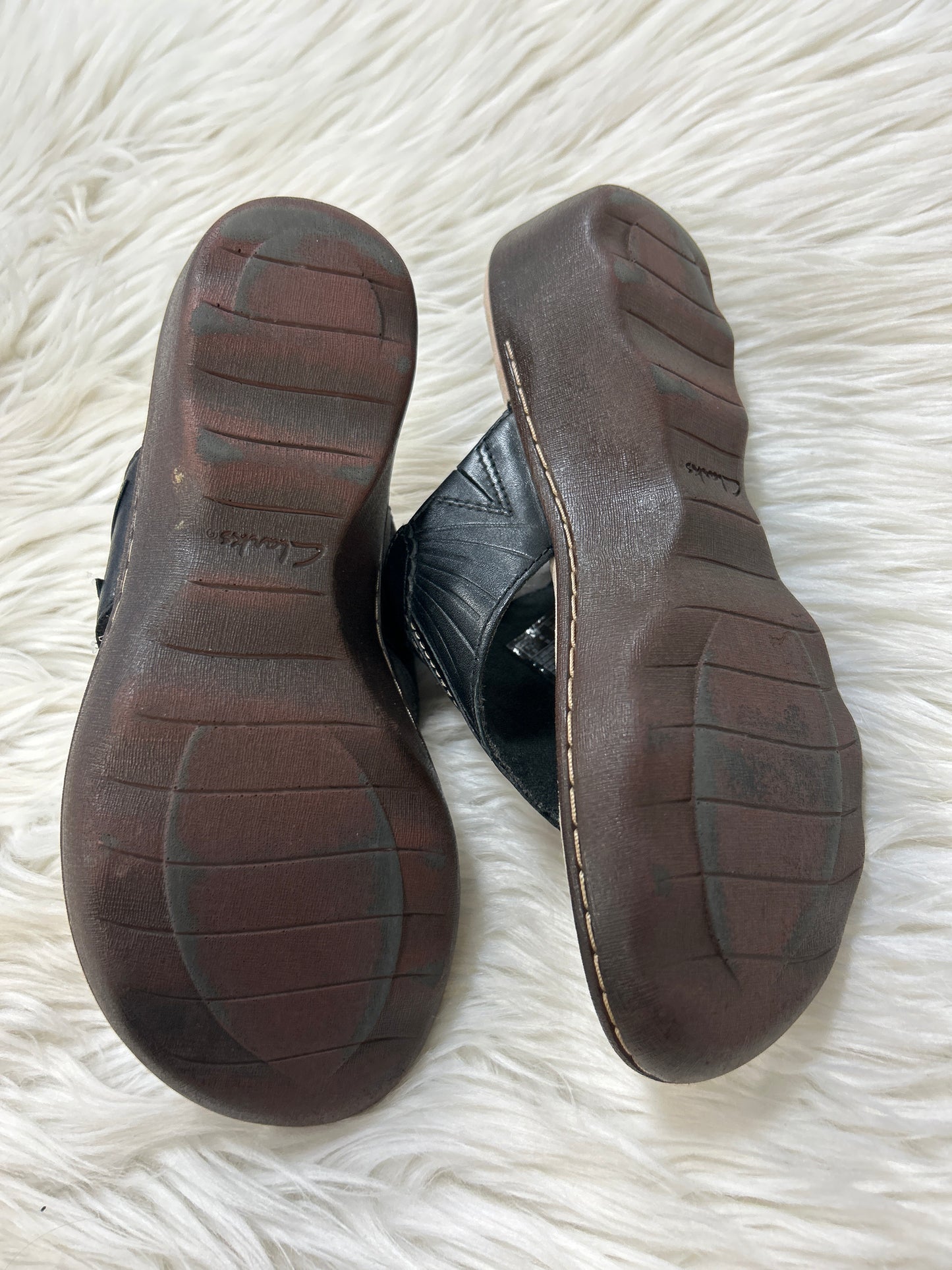 Sandals Flats By Clarks In Black, Size:6