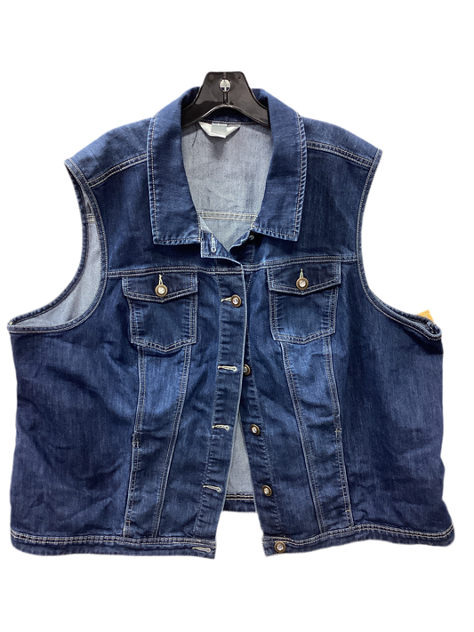 Vest Faux Fur & Sherpa By Cj Banks In Blue Denim, Size:3X