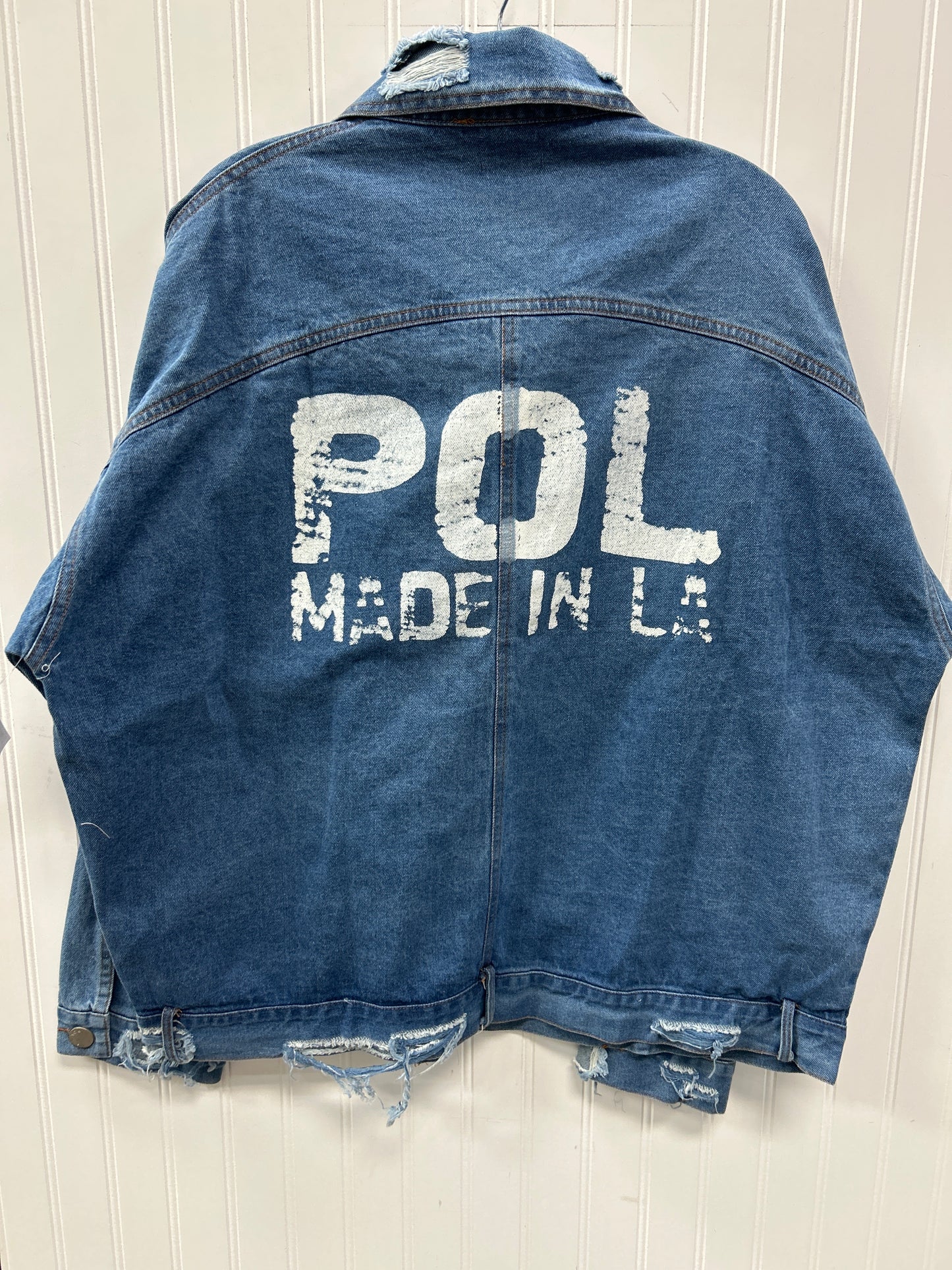 Jacket Denim By Pol In Blue Denim, Size:L