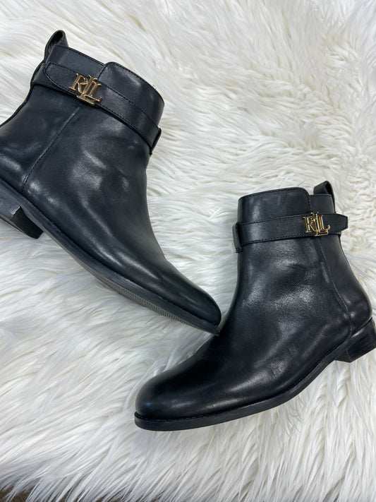 Boots Ankle Flats By Lauren By Ralph Lauren In Black, Size:7