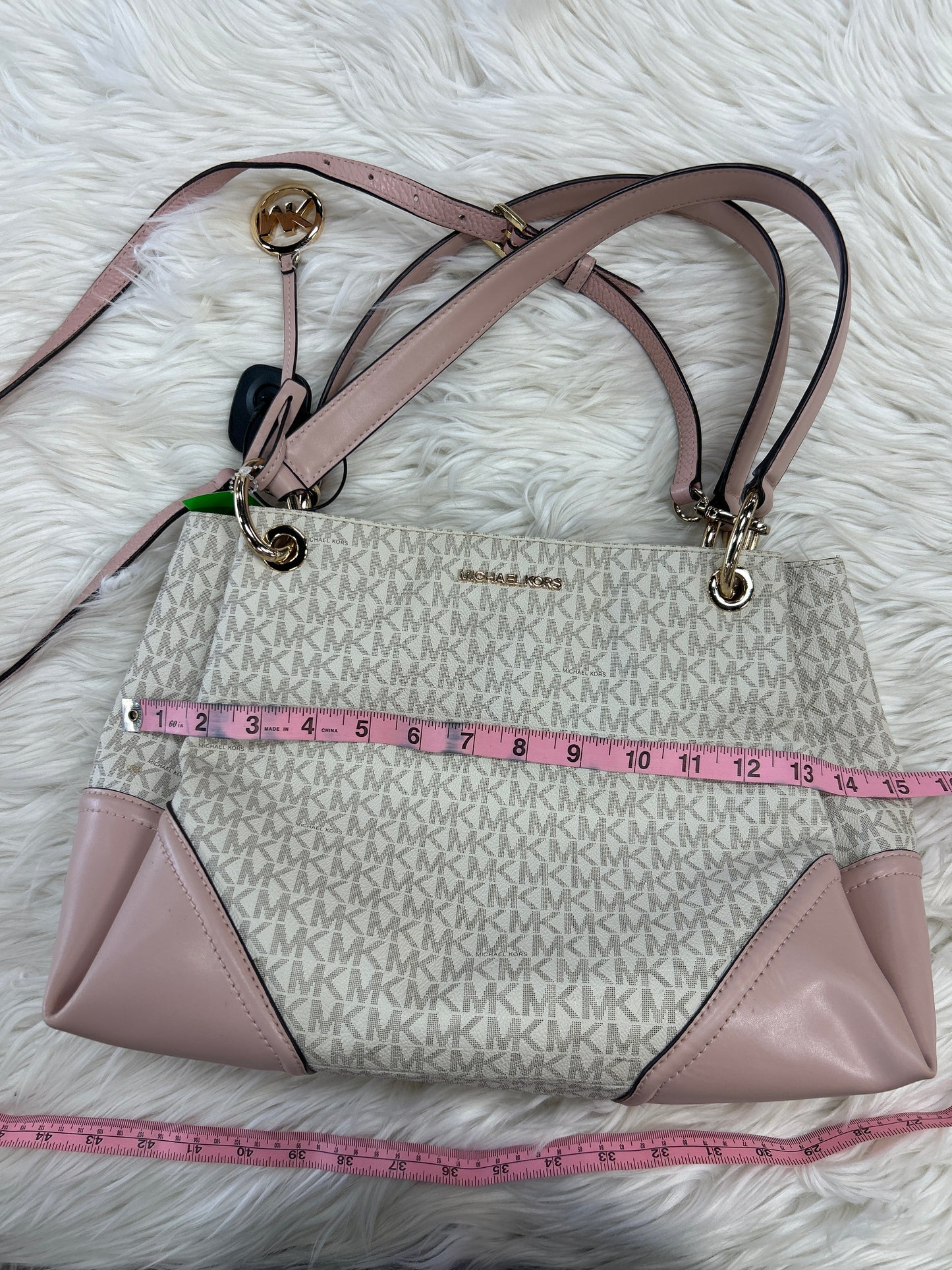Handbag Designer By Michael Kors In Pink & White, Size:Large
