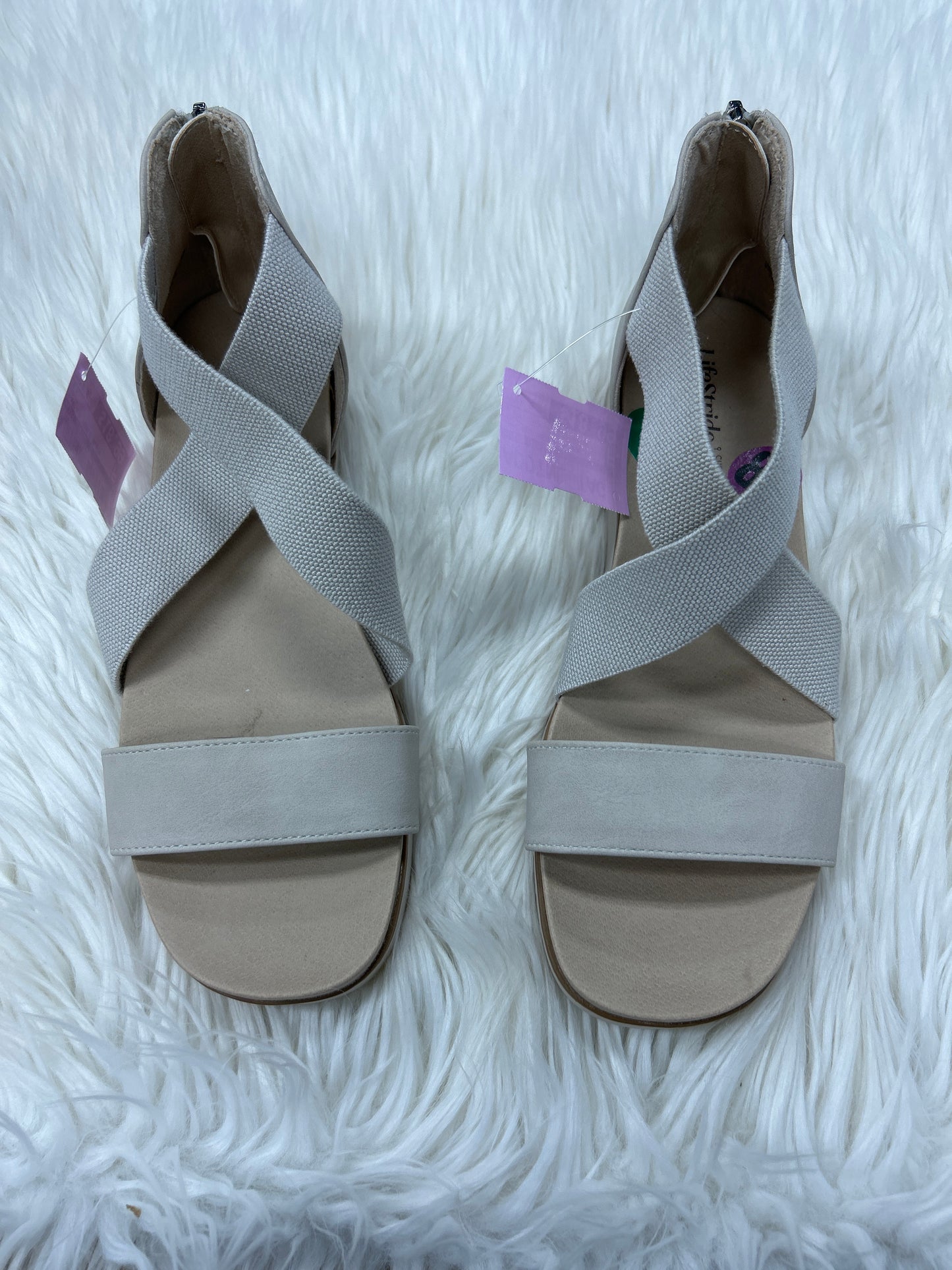 Sandals Heels Block By Life Stride In Taupe, Size:8.5