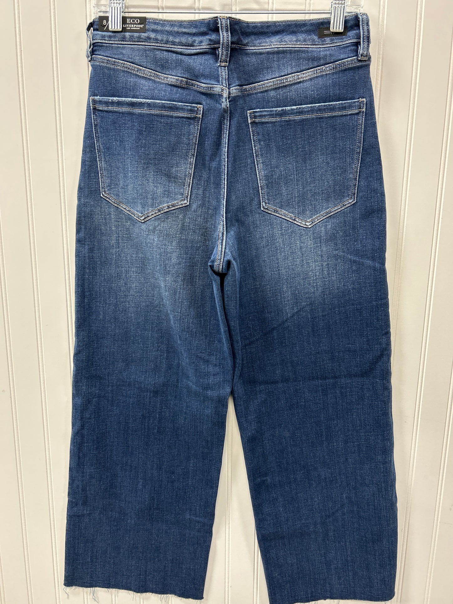 Jeans Cropped By Liverpool In Blue Denim, Size:8