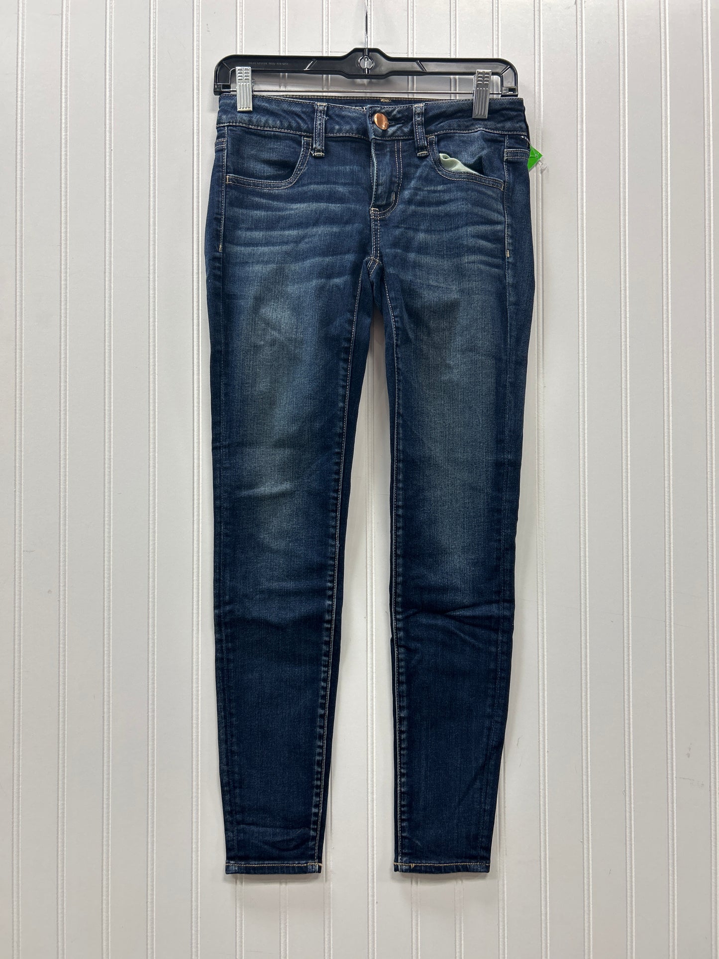 Jeans Skinny By American Eagle In Blue Denim, Size:4