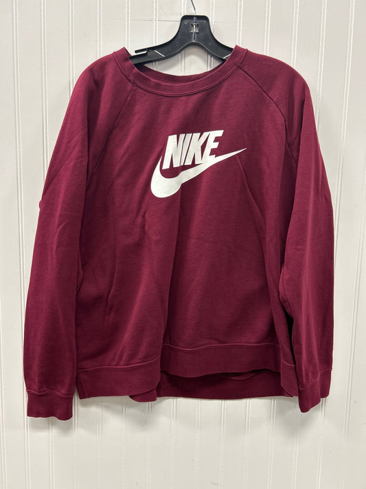 Athletic Top Ls Crewneck By Nike Apparel In Maroon, Size:Xl