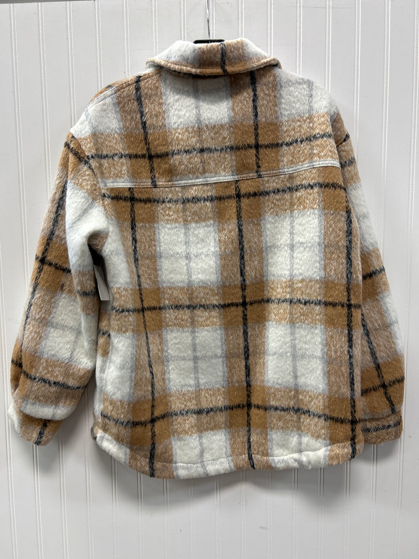 Jacket Fleece By Ambiance Apparel In Tan & White, Size:M