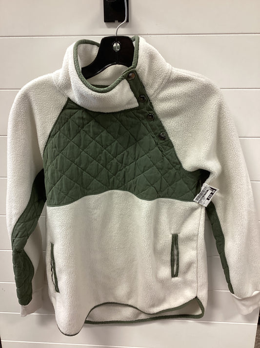 Jacket Fleece By Abercrombie And Fitch In Cream & Green, Size:M