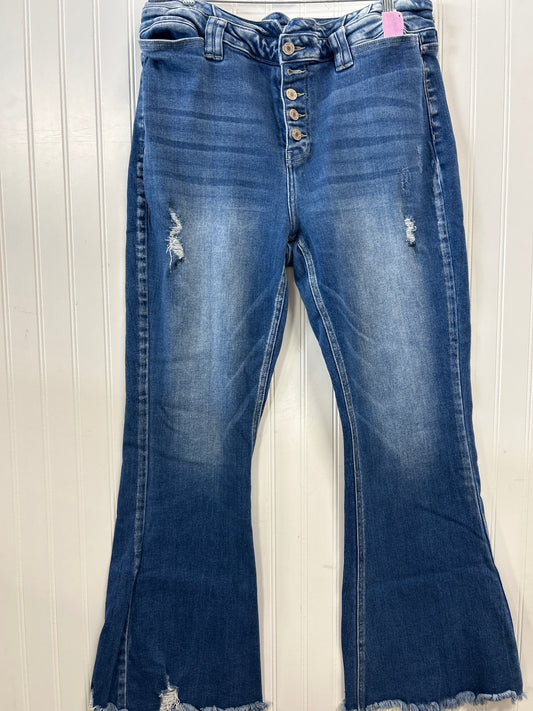 Jeans Flared By Kancan In Blue Denim, Size:14