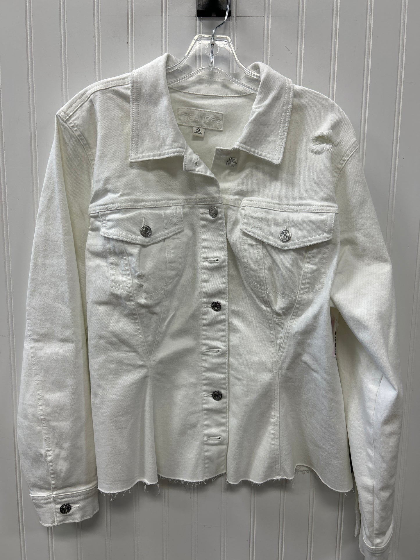 Jacket Denim By Maurices In White Denim, Size:Xl