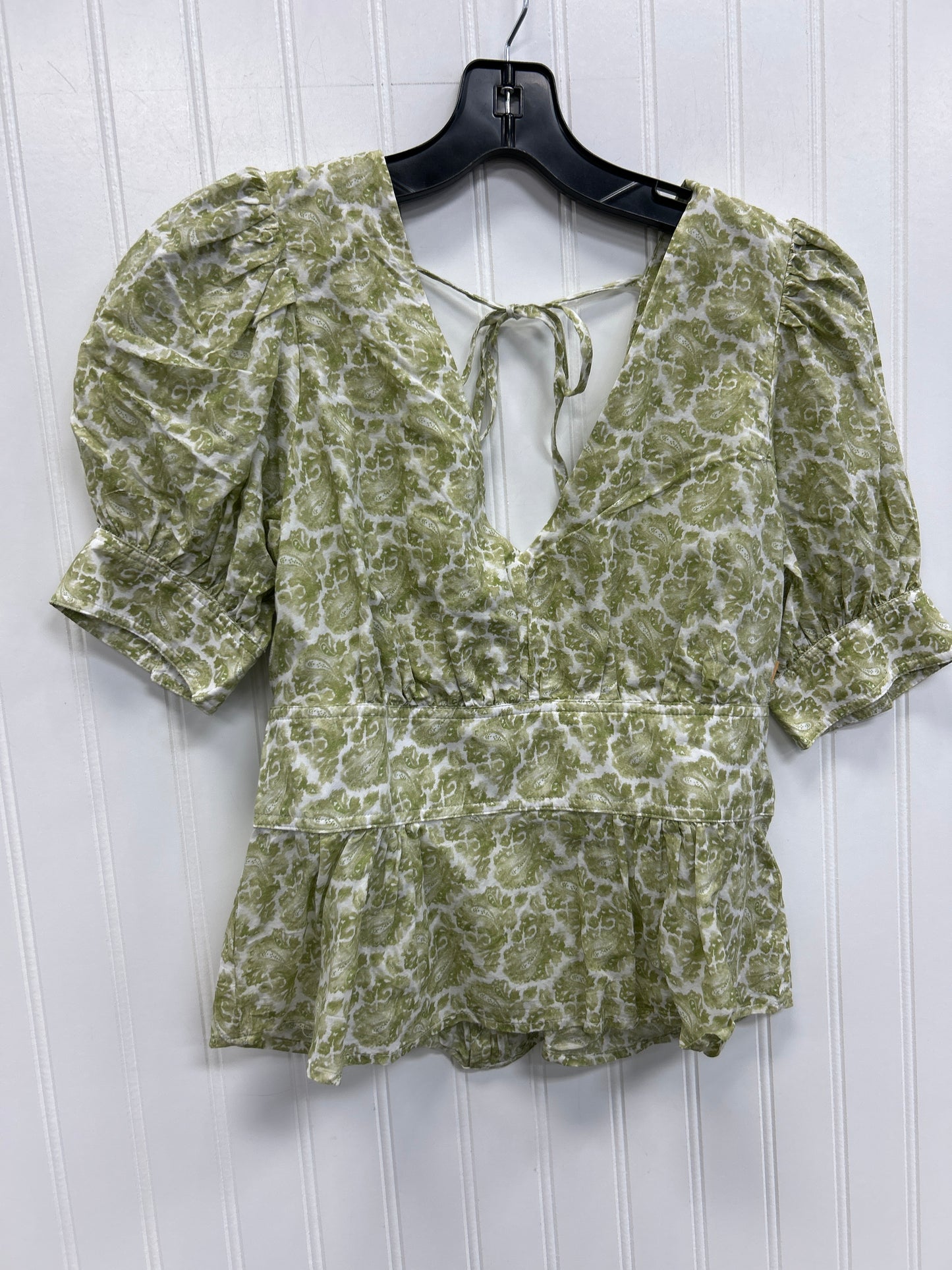 Blouse Ss By J. Crew In Cream & Green, Size:2