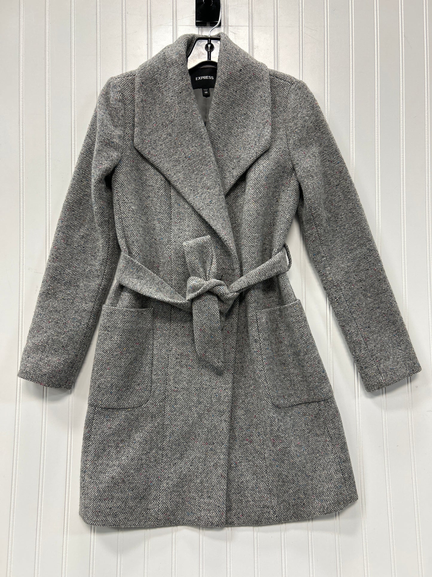 Coat Peacoat By Express In Grey, Size:Xxs