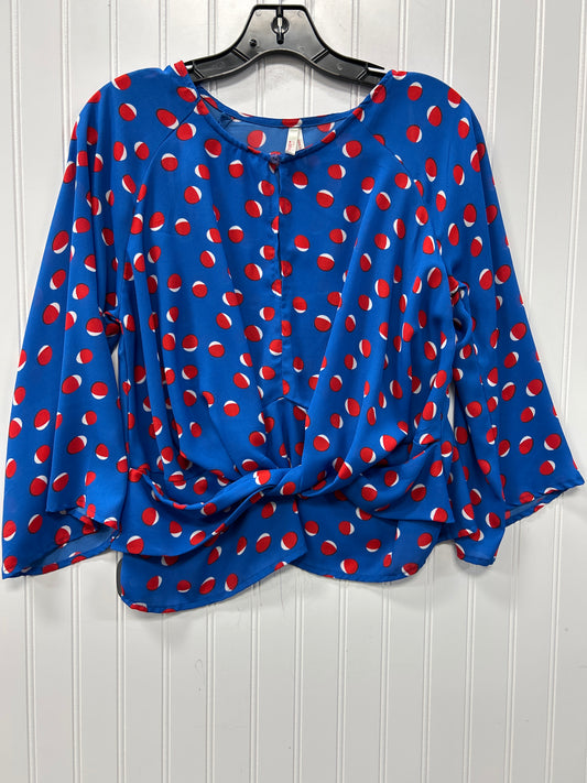 Blouse Ls By Cmc In Blue & Red, Size:S