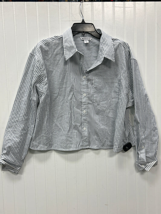 Blouse Ls By Athleta In Striped Pattern, Size:L