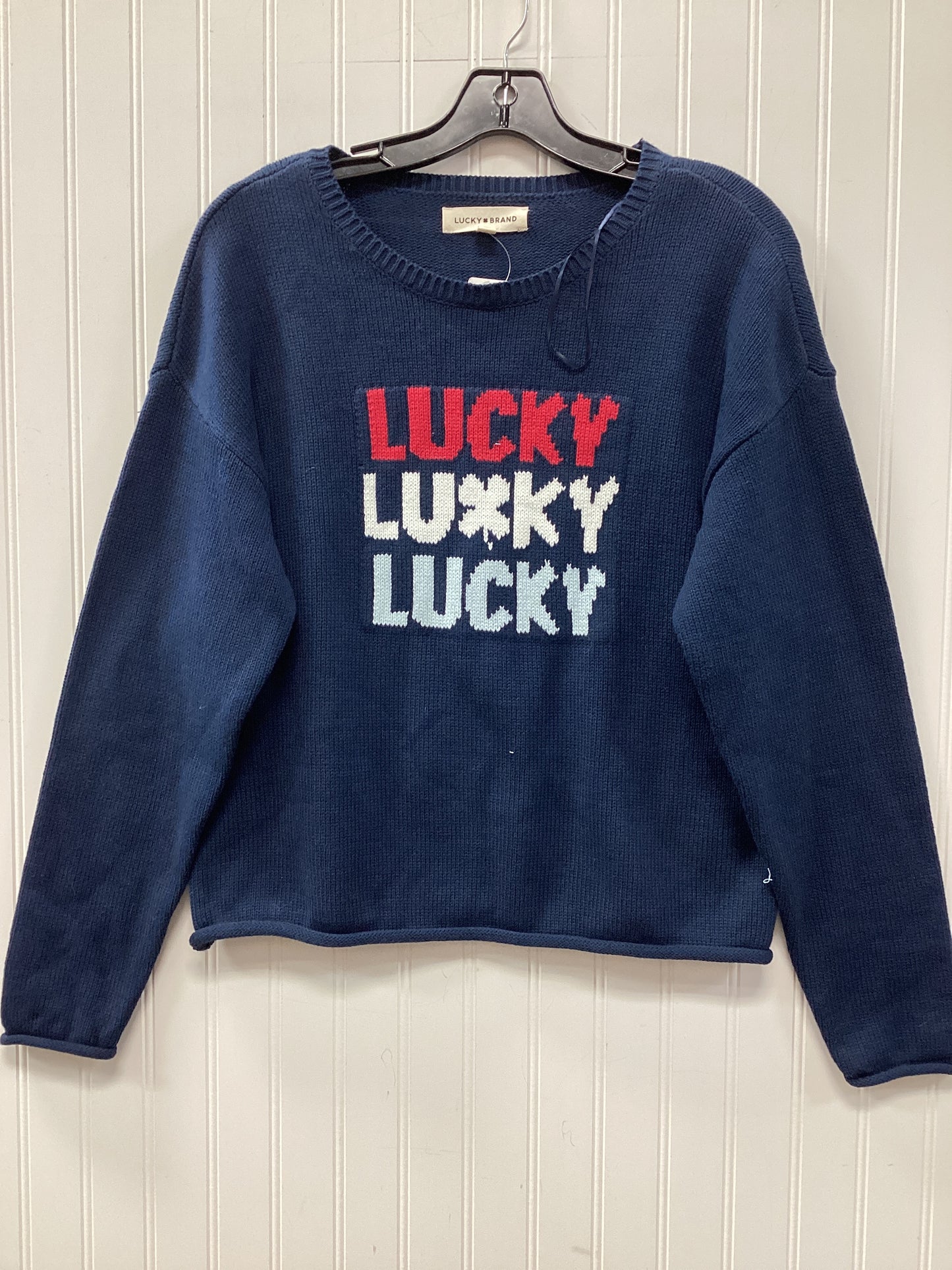 Sweater By Lucky Brand In Navy, Size:M