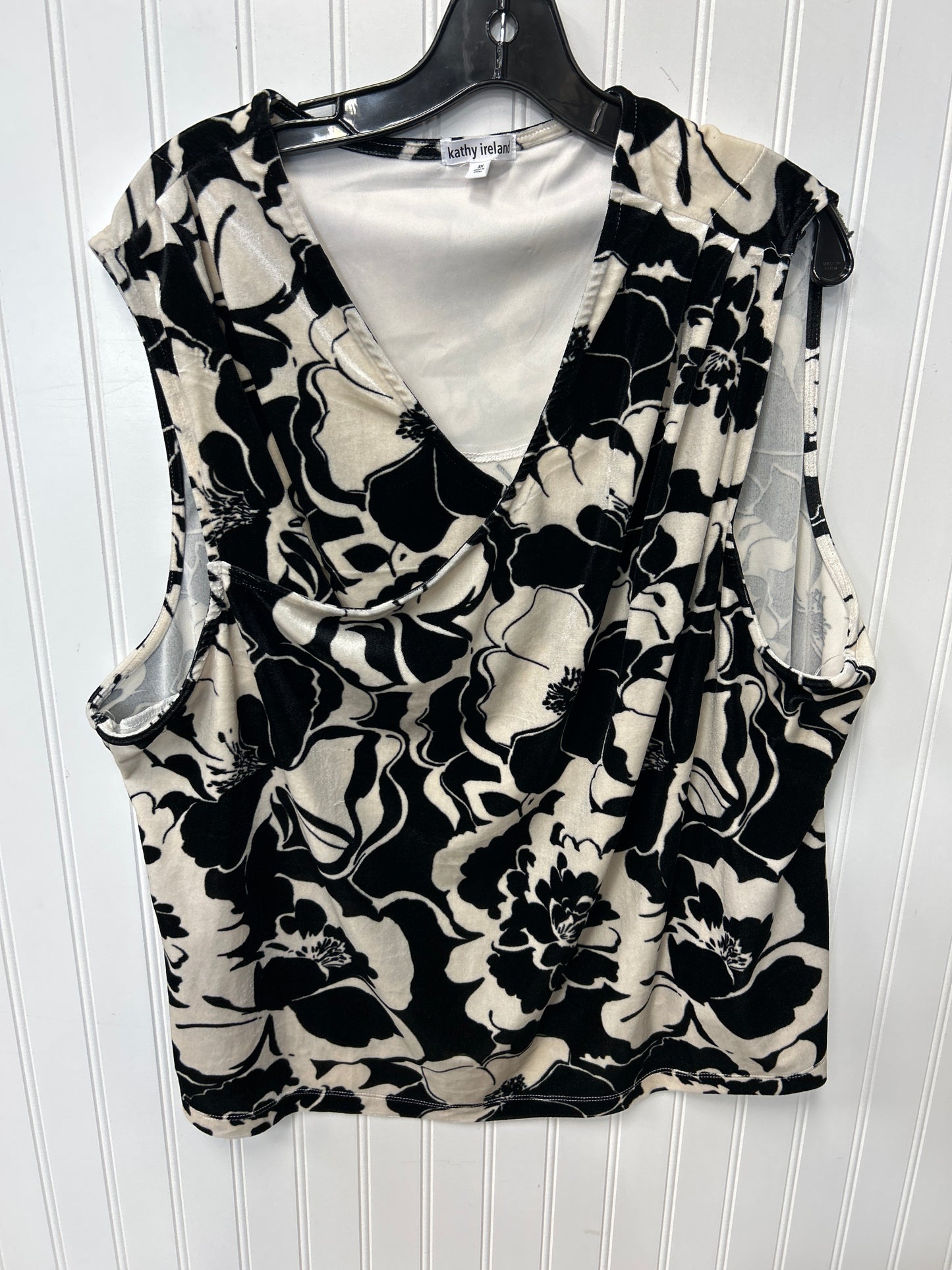 Skirt Set 2Pc By Kathy Ireland In Black & Cream, Size:3X