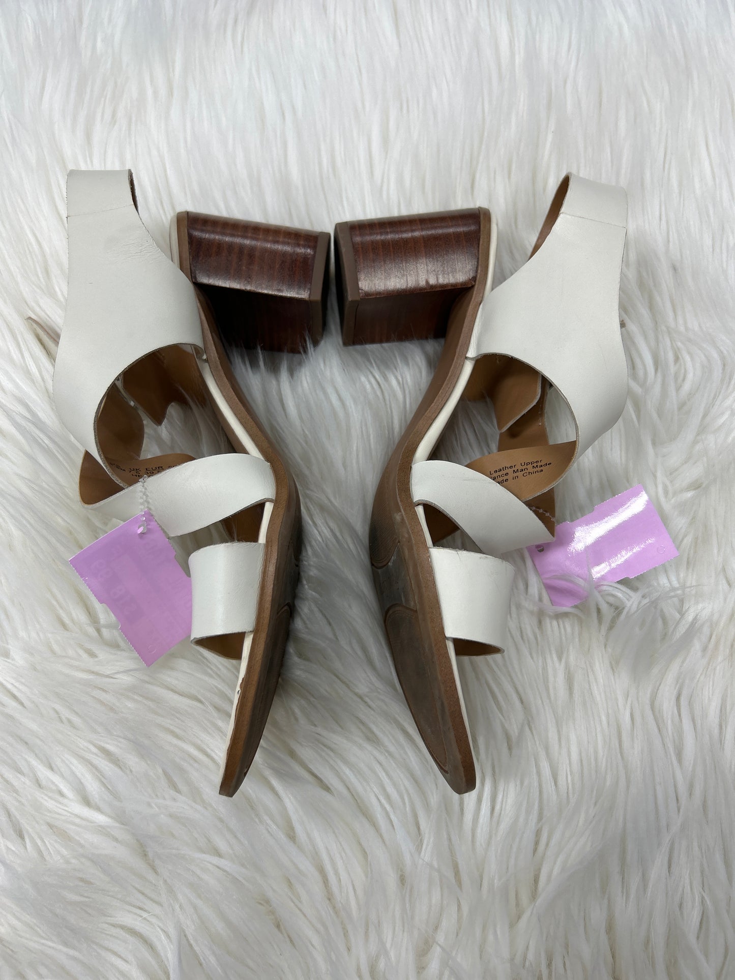 Sandals Heels Block By Franco Sarto In Cream, Size:9.5