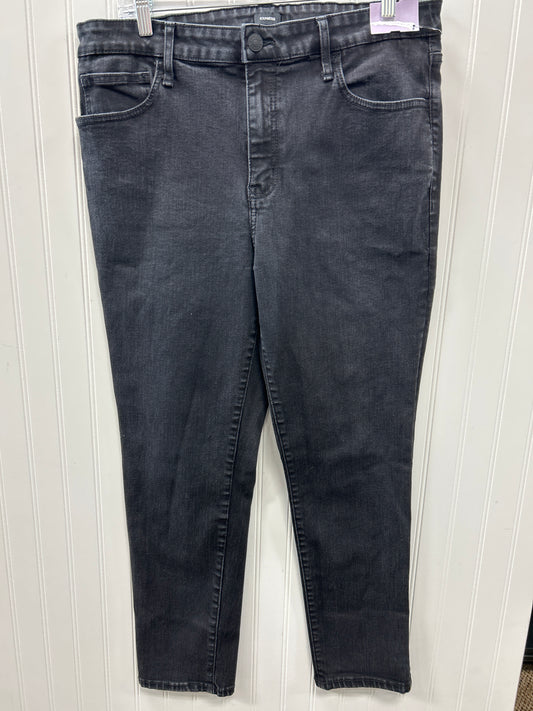 Jeans Straight By Express In Black Denim, Size:16