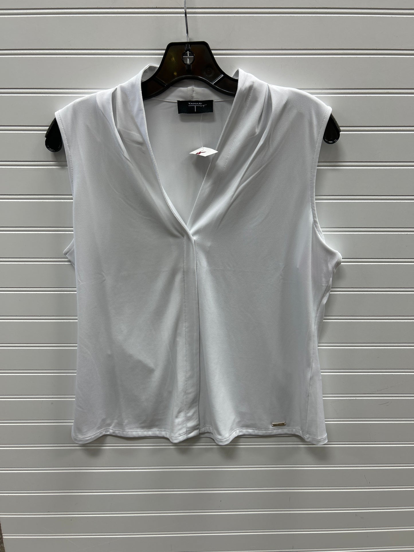 Top Sleeveless By Tahari In White, Size:L