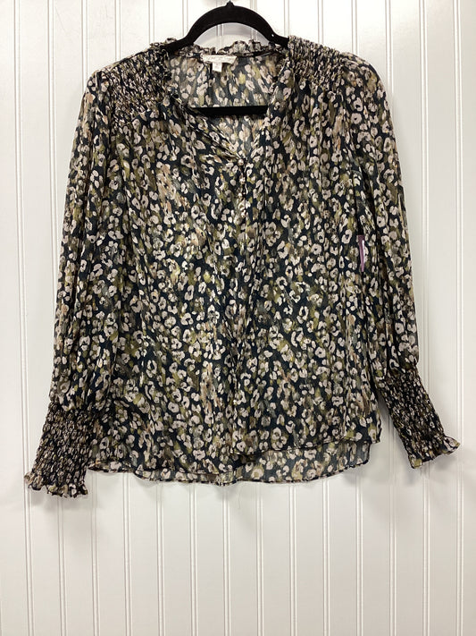 Blouse Ls By By The River In Brown & Gold, Size:S