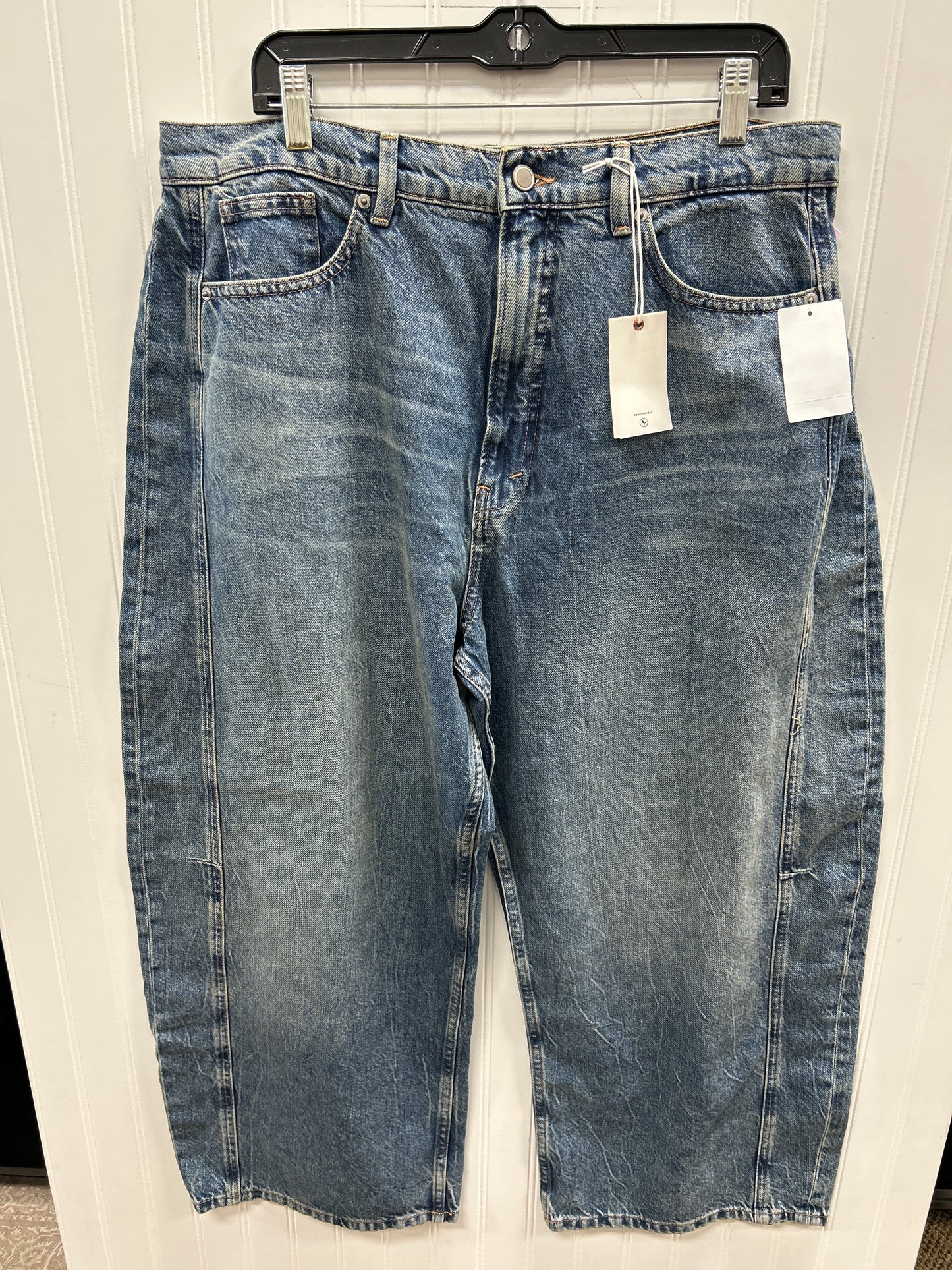 Jeans Wide Leg By Good American In Blue Denim, Size:14