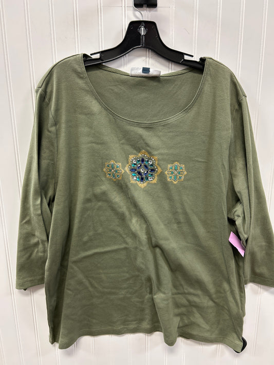 Top Ls By Karen Scott In Green, Size:3X