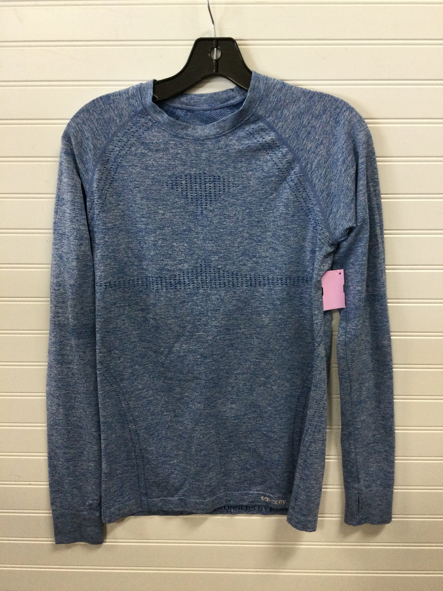 Athletic Top Ls Collar By Saucony In Blue, Size:M