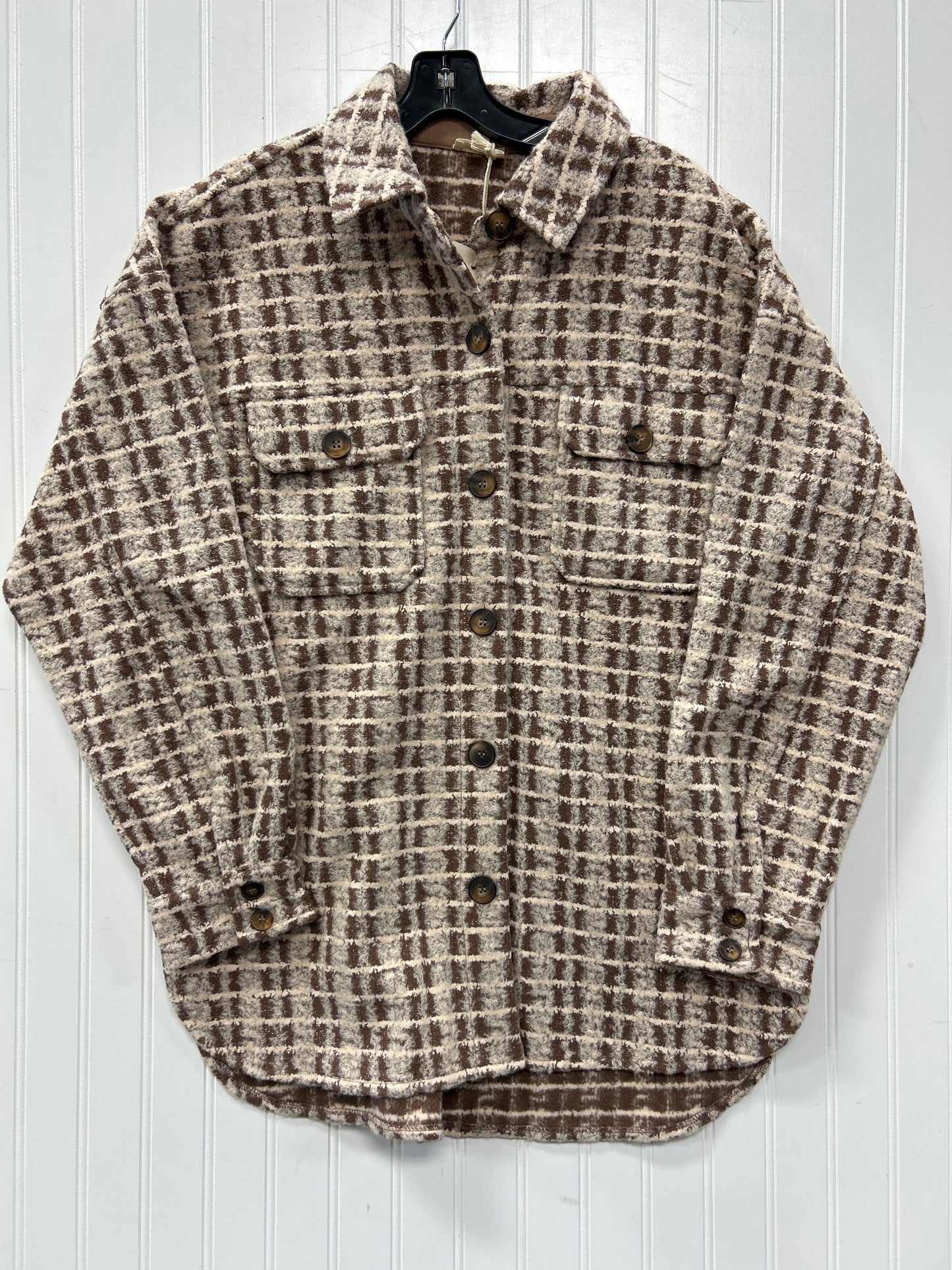 Jacket Fleece By Hem & Thread In Brown, Size:M