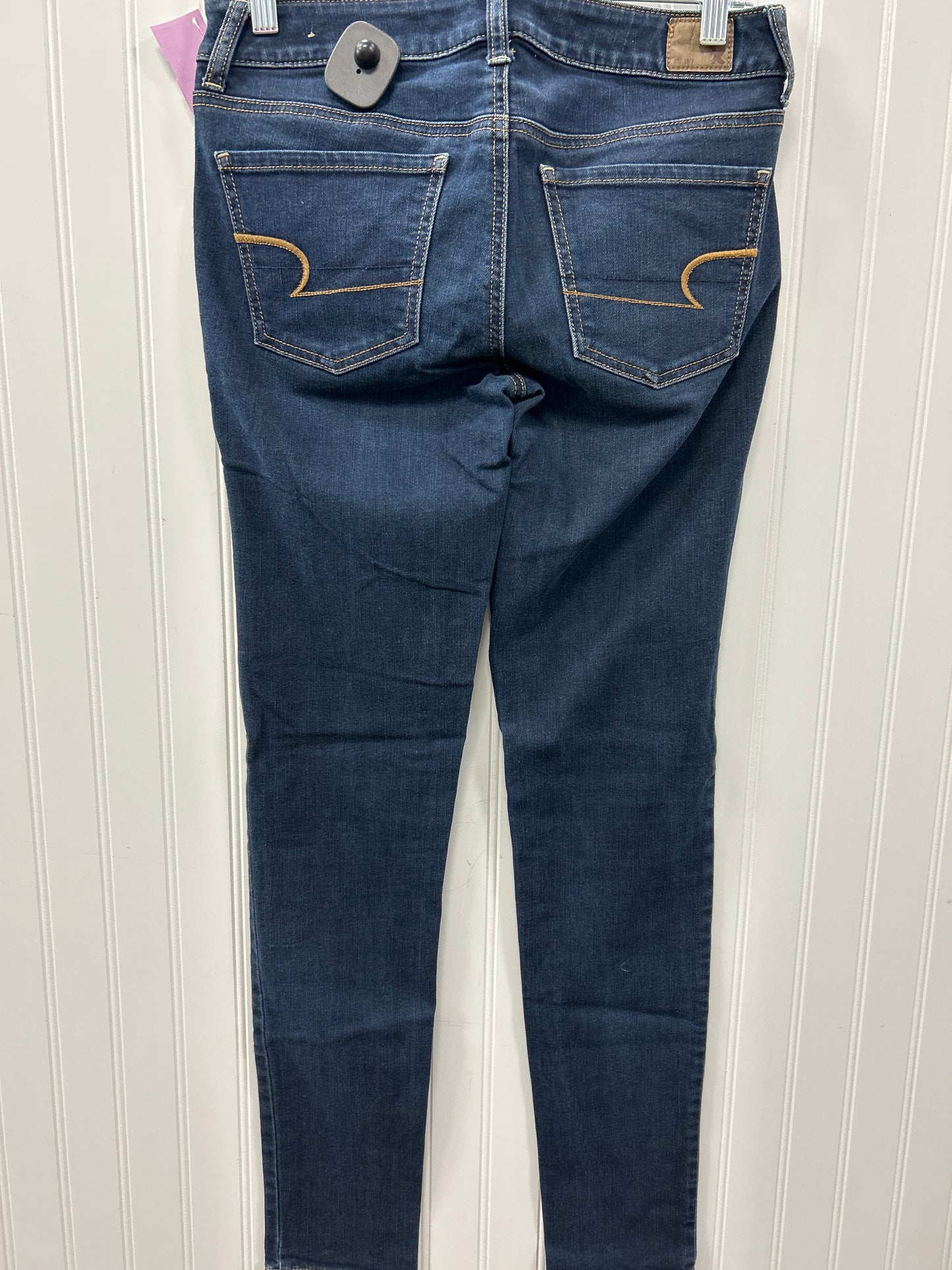 Jeans Skinny By American Eagle In Blue Denim, Size:4