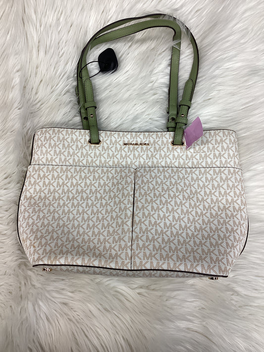 Handbag Designer By Michael Kors In Cream & Green, Size:Large