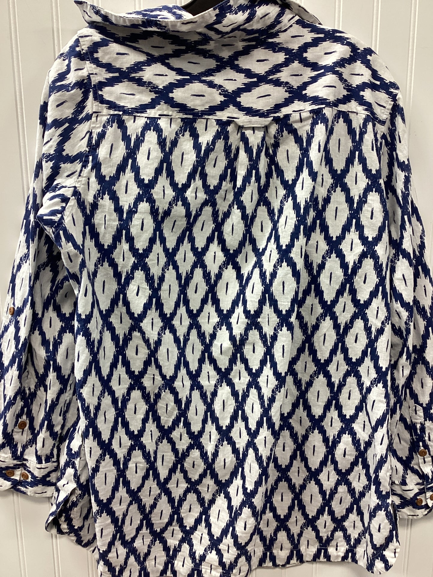 Tunic Ls By Duluth Trading In Blue & White, Size:L