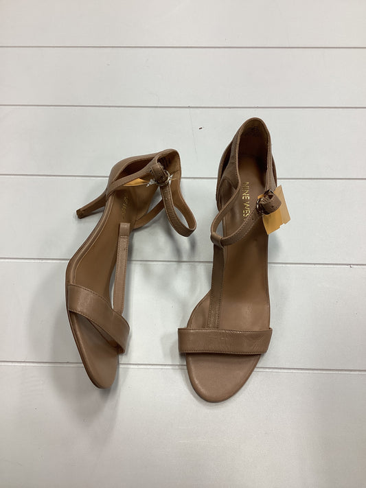 Sandals Heels Kitten By Nine West In Tan, Size:7.5
