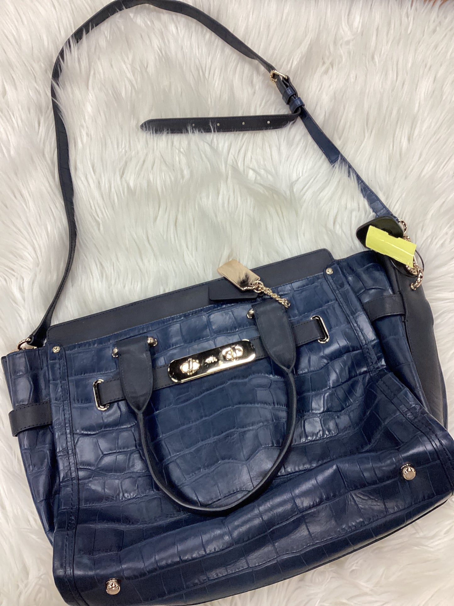 Handbag Designer By Coach In Navy, Size:Large