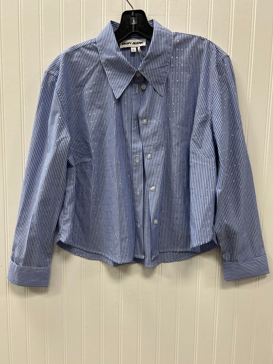 Blouse Ls By Dkny In Blue, Size:M