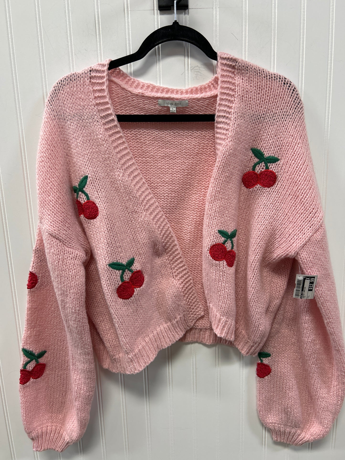 Sweater Cardigan By Love Tree In Pink, Size:L