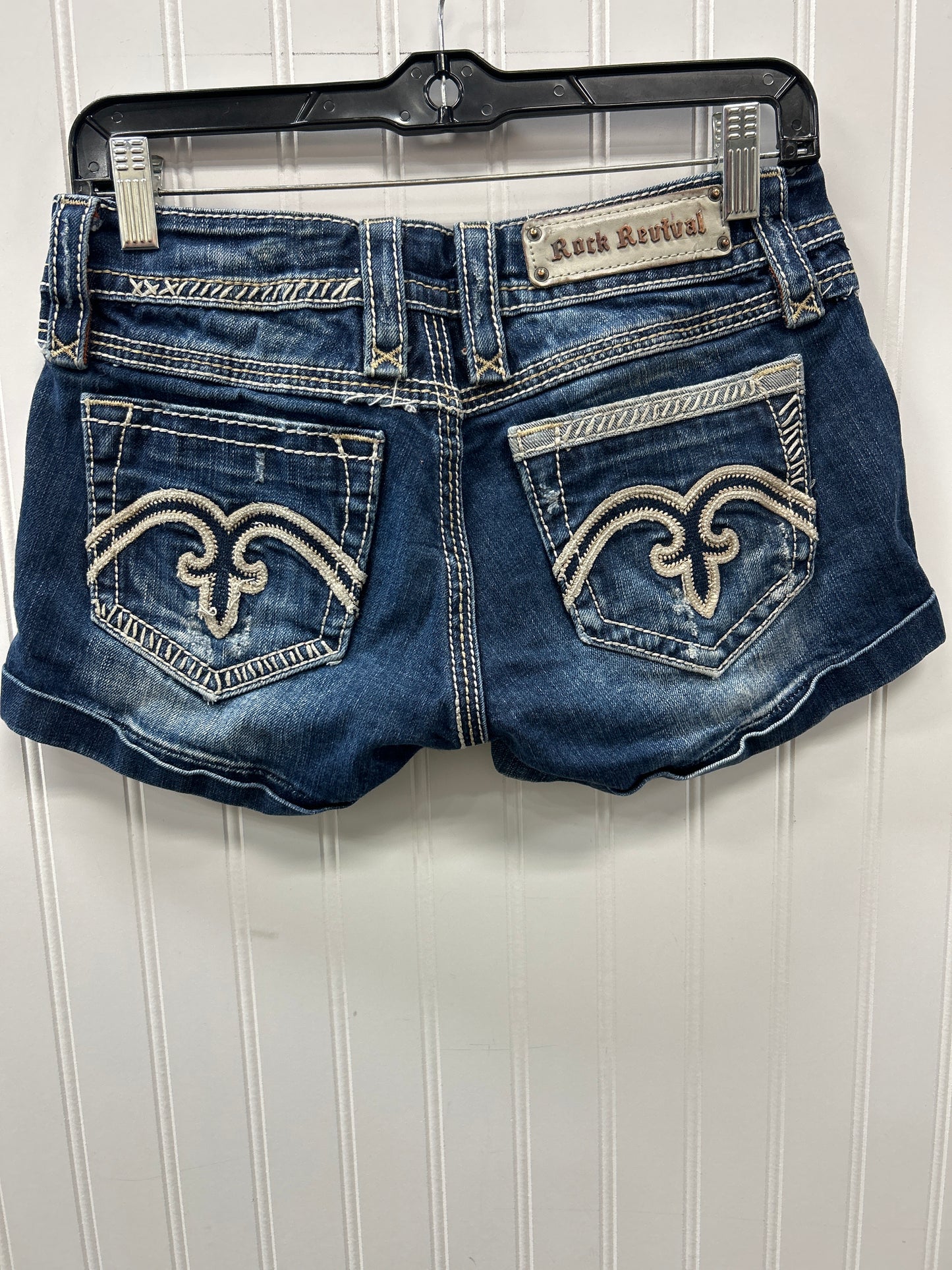 Shorts By Rock Revival In Blue Denim, Size:6