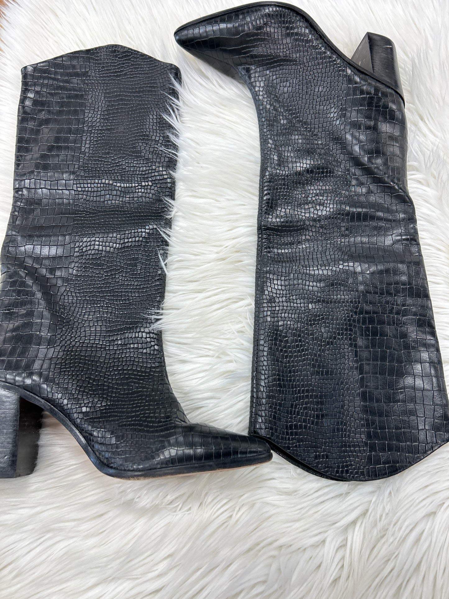 Boots Mid-Calf Heels By Schutz In Black, Size:9.5
