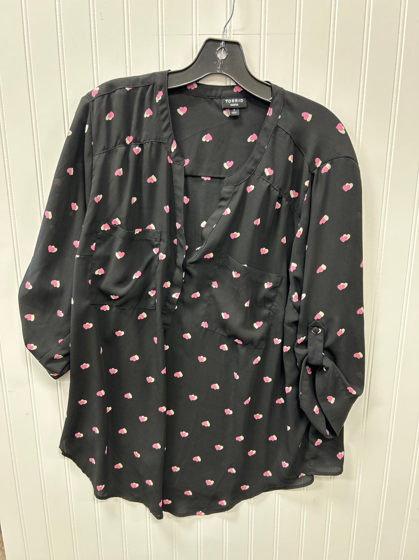 Blouse Ls By Torrid In Black, Size:2X