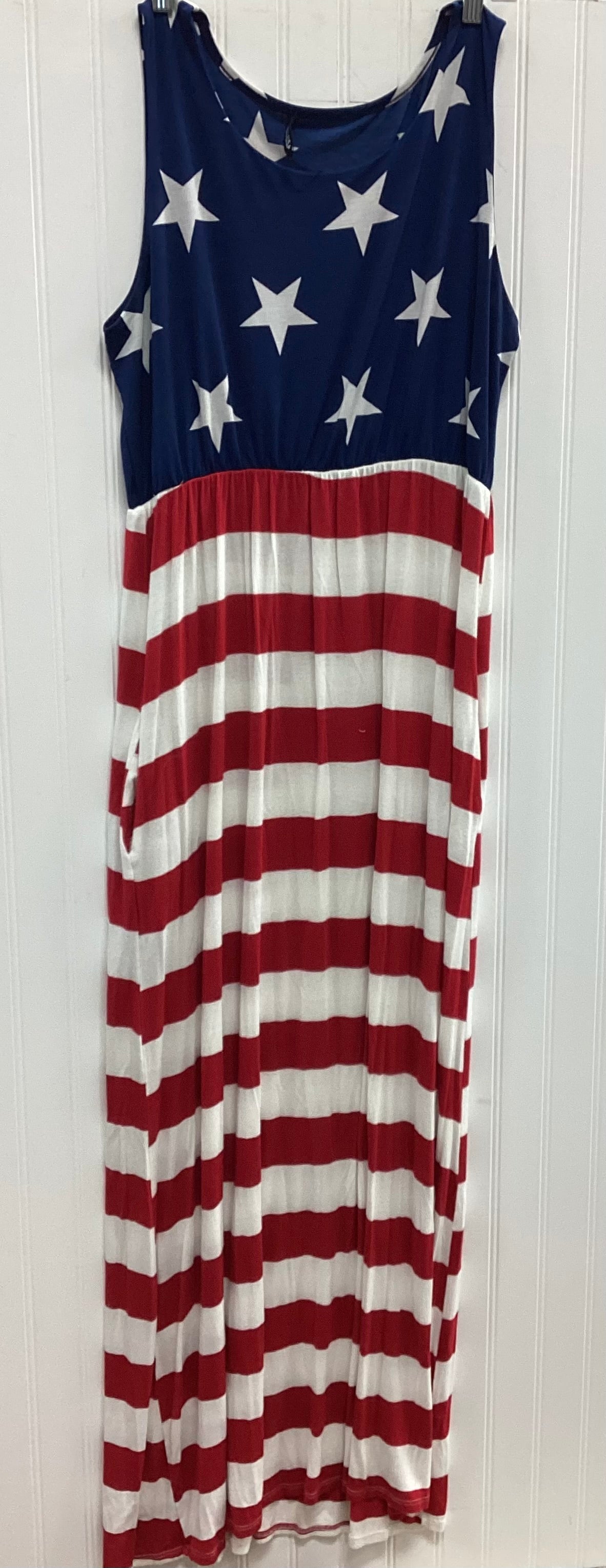 Dress Casual Maxi By Clothes Mentor In Blue & Red & White, Size:L