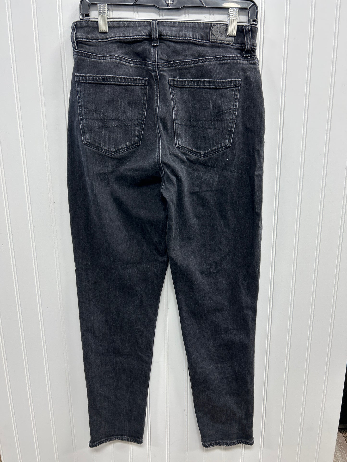 Jeans Straight By American Eagle In Black Denim, Size:4