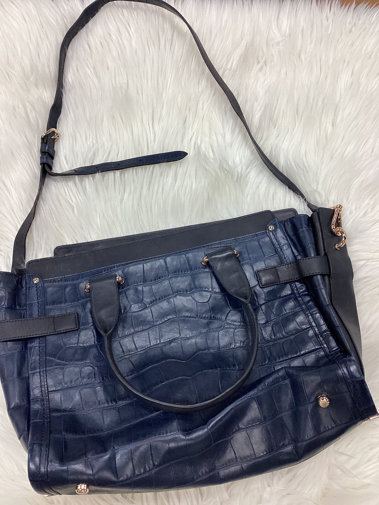 Handbag Designer By Coach In Navy, Size:Large
