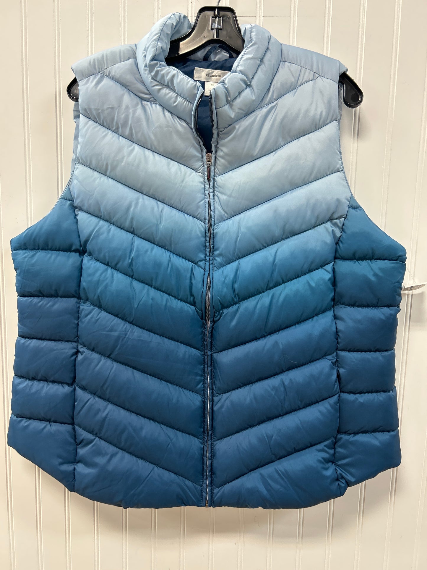 Vest Puffer & Quilted By Cj Banks In Blue, Size:1X